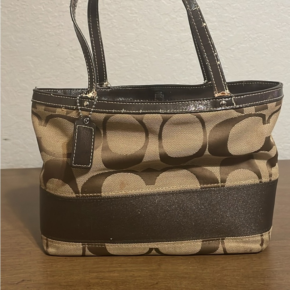 Coach Brown and Tan Shoulder Bag